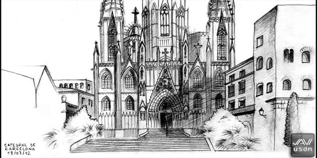 Dibujando en Barcelona II. Catedral gótica.